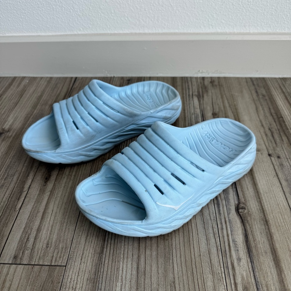 Hoka One One Exclusive Light Blue Recovery Slide Sandals